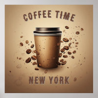 Floating Coffee Cup With Coffee Beans