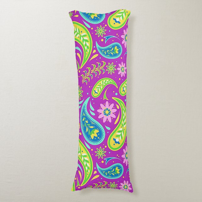 Floating Colourful Paisley Body Pillow (Front Vertical)