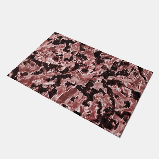 Floating copper or rocky blades over darkest red   doormat (Angled)