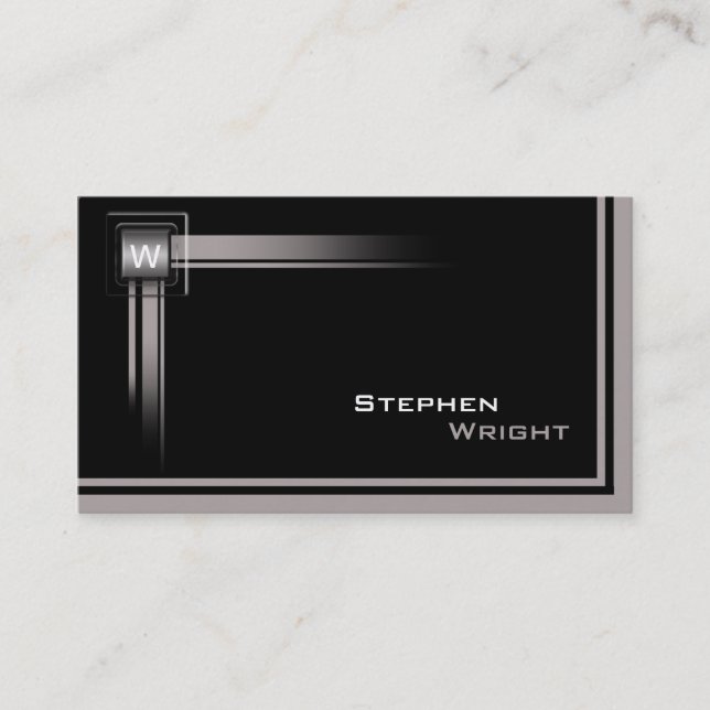 Floating Corner Monogram Cube Modern Custom Colour Business Card (Front)