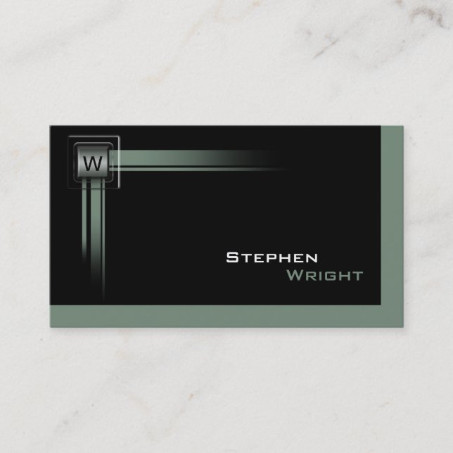 Floating Corner Monogram Modern Custom Colour Business Card (Front)