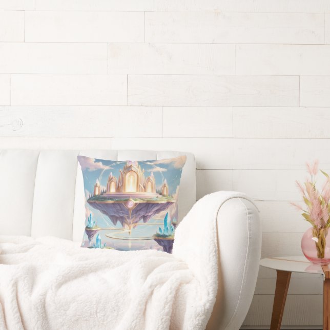 Floating Crystal Temple Pillow – Ethereal Fantasy  (Couch)