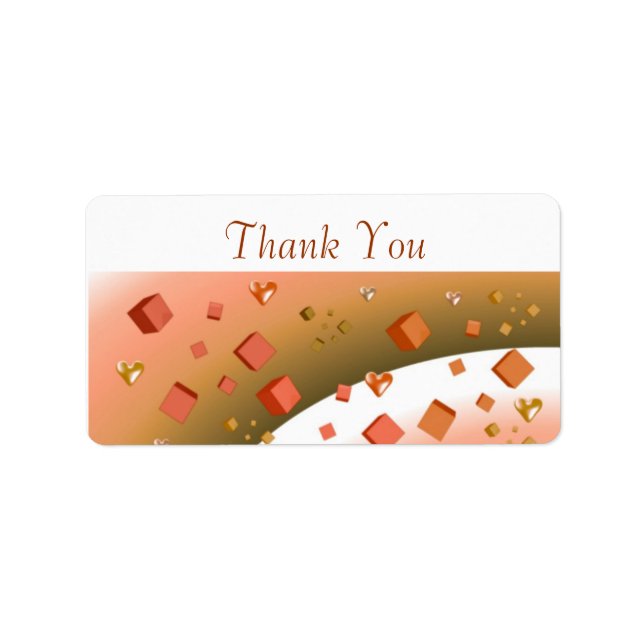 Floating Cubes and Hearts Thank You Labels (Front)