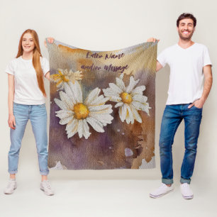 Floating Daisy watercolor Christmas Fleece Blanket