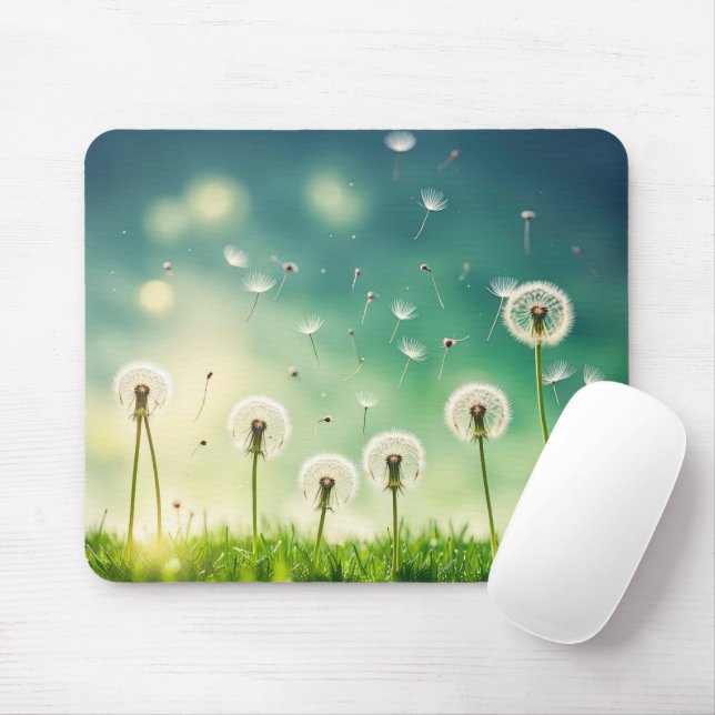 Floating Dandelion Seedlings Mouse Mat (With Mouse)