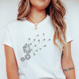 Floating Dandelion Seeds; Cute Minimalist Summer T-Shirt