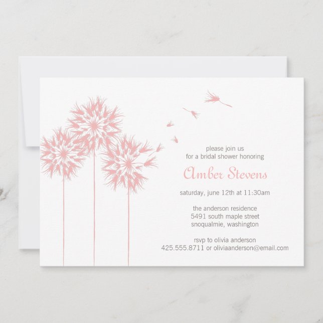 Floating Dandelion Shower/Party Invitation (Front)