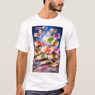 Floating Euro Banknotes – Money Rain Abstract Fina T-Shirt