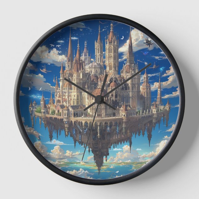 Floating Fantasy Castle in the Clouds | Celestial  Clock (Front)