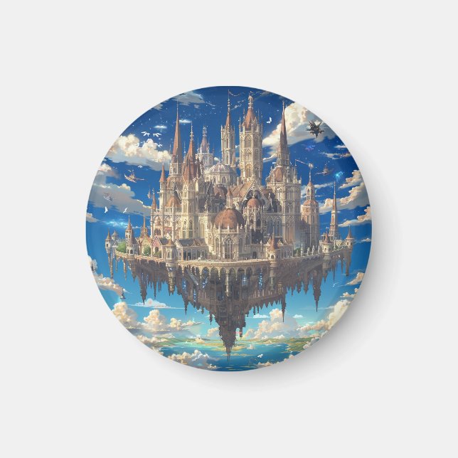 Floating Fantasy Castle in the Clouds | Celestial  Magnet (Front)