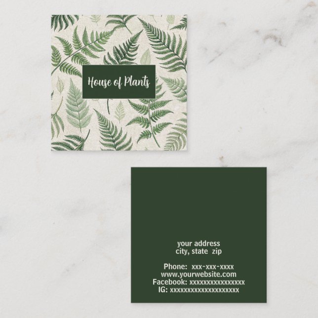 Floating ferns square business card (Front/Back)