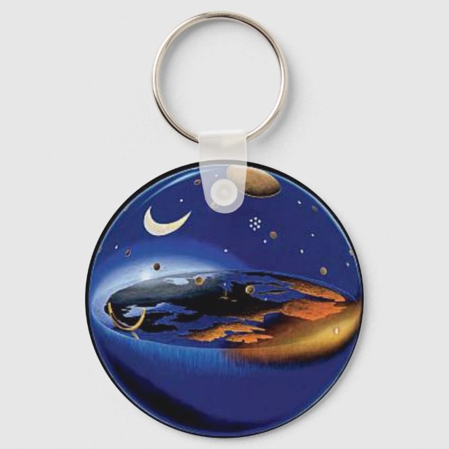 Floating Flat Earth Firmament Sun & Moon Key Chain (Front)