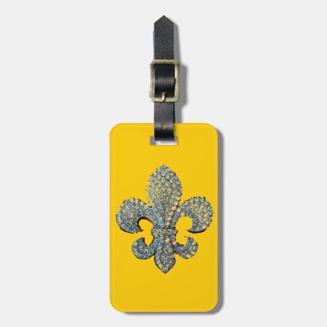 Floating Fleur de Lis print Luggage Tag (Front Vertical)