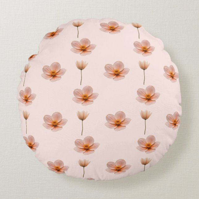 Floating Floral Melody Round Cushion (Front)