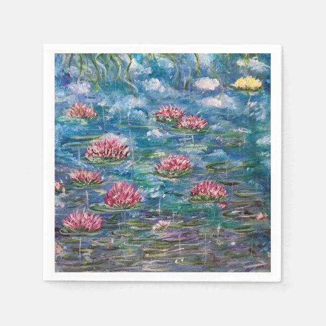 "Floating Flowers" Cocktail Napkins (Front)