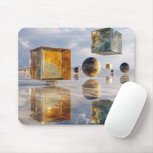 Floating Geometric Marvels Over Water Mouse Mat (With Mouse)