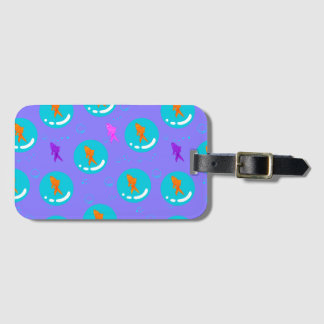Floating goldfish_periwinkle luggage tag