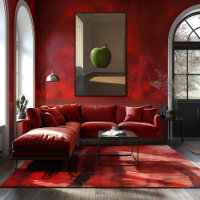 Floating Green Apple and Bird – Surreal Dreamscape