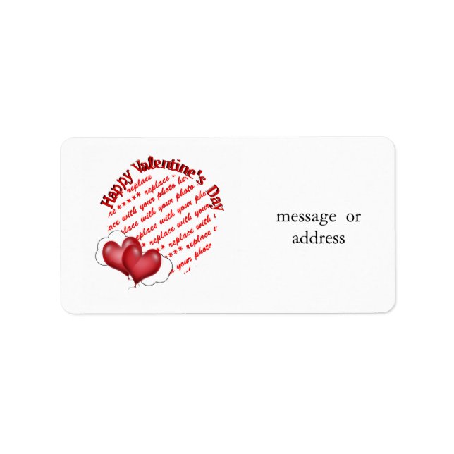 Floating Heart Balloons Valentine Photo Frame Label (Front)