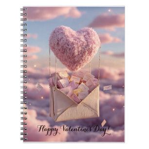 Floating Heart of Love Letters Design Postcard Notebook