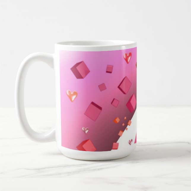 Floating Hearts and Cubes Coffee Mug (Left)