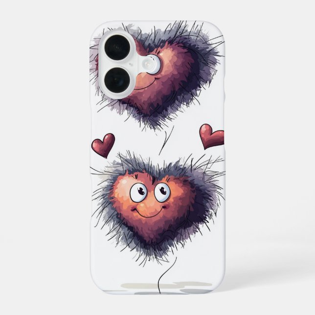 Floating Hearts Glow iPhone 16 Case (Back)