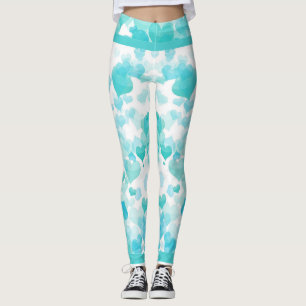 Floating hearts in teal leggings