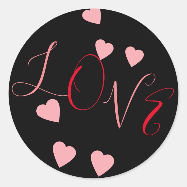 Floating Hearts Love Valentines Day Pink Red Classic Round Sticker (Front)