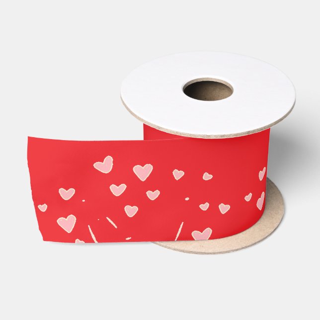 floating hearts on red satin ribbon (Spool)