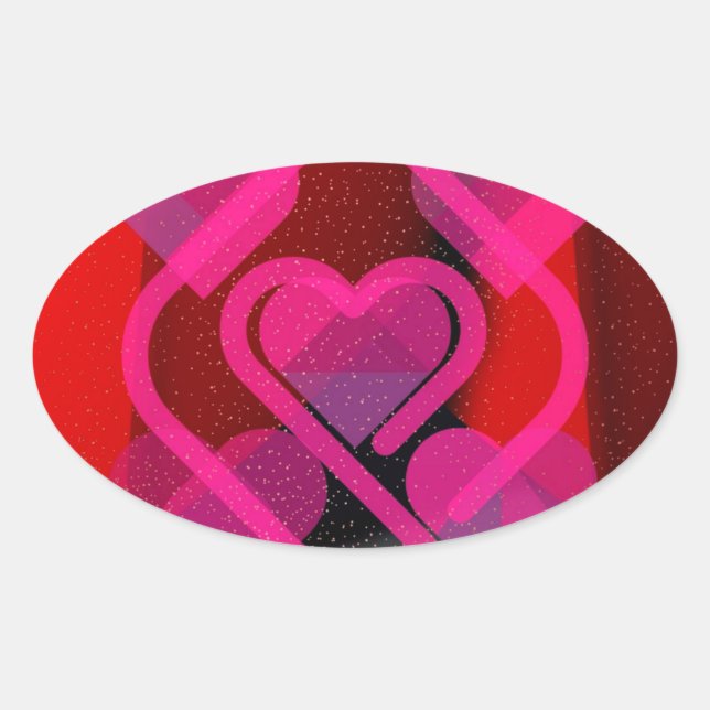Floating Hearts Oval Sticker (Front)