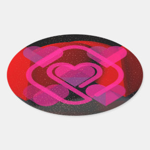 Floating Hearts Oval Sticker