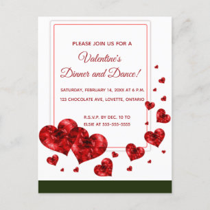 Floating Hearts Valentine's Day Party Invitation Postcard