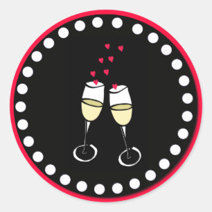 Floating Hearts Wedding Toast Envelope Stickers