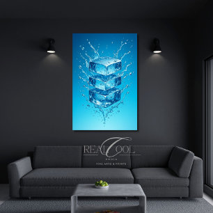 Floating Ice Cube Splash – Dynamic Digital Art Poster