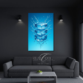 Floating Ice Cube Splash – Dynamic Digital Art Poster