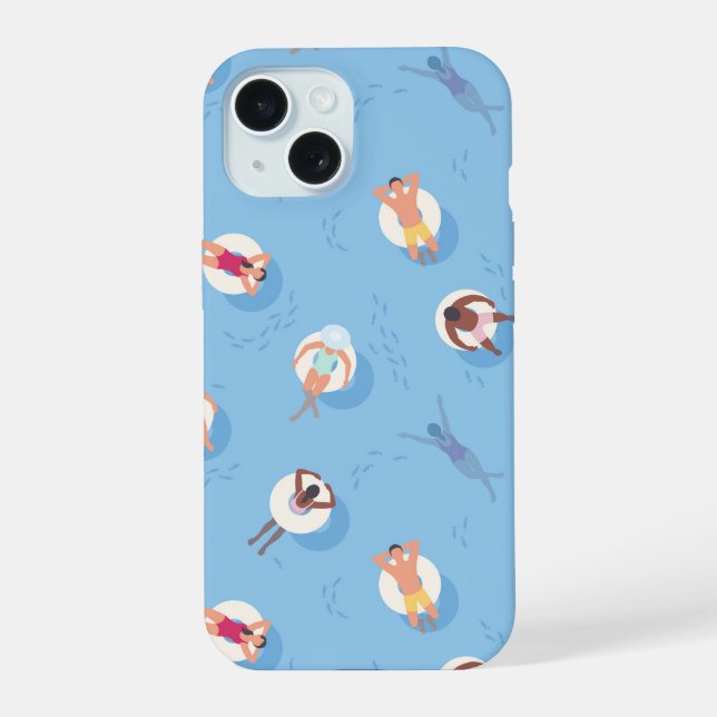 Floating in the Lazy River Pattern iPhone 15 Case (Back)