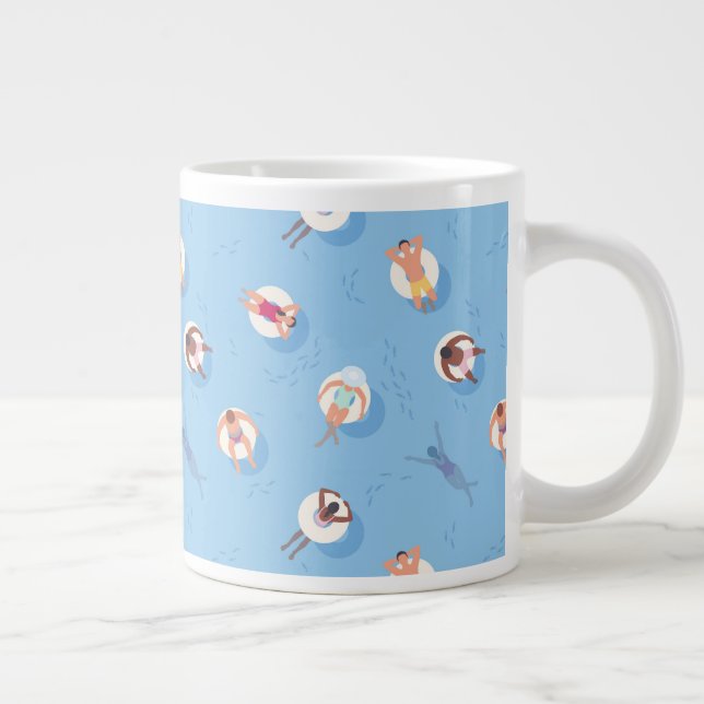 Floating in the Lazy River Pattern Large Coffee Mug (Right)