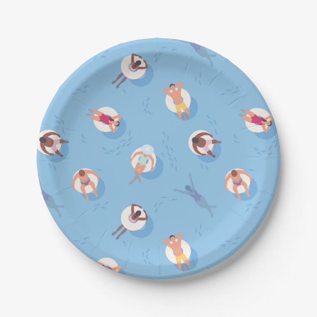 Floating in the Lazy River Pattern Paper Plate (Front)