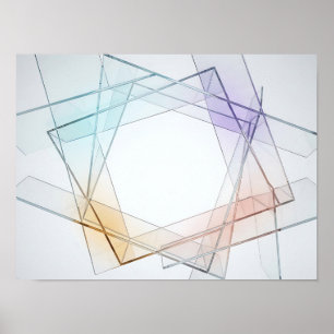 Floating Iridescent Glass Planes Geometric Wall Ar Poster
