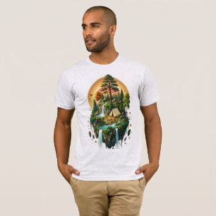 Floating Island Camping Waterfall Forest T-Shirt