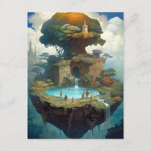 Floating Island Surreal Fantasy Art Postcard