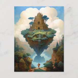 Floating Island Surreal Landscape Fantasy Art Postcard