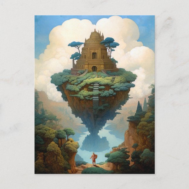Floating Island Surreal Landscape Fantasy Art Postcard (Front)