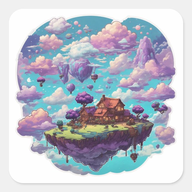 floating islands floating in the sky square sticker (Front)
