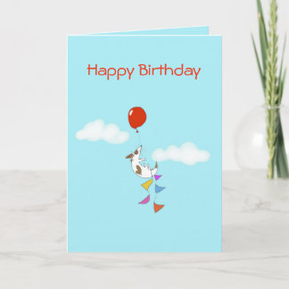 Floating jack russell puppy birthday card