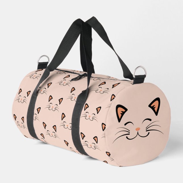 Floating Kitten Cat Face Pattern  Duffle Bag (Left Corner)