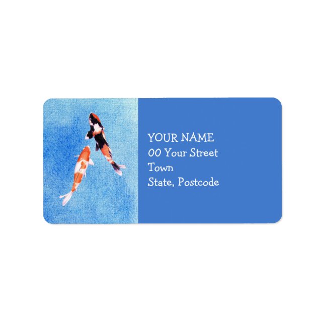 Floating Koi blue Address Label (Front)