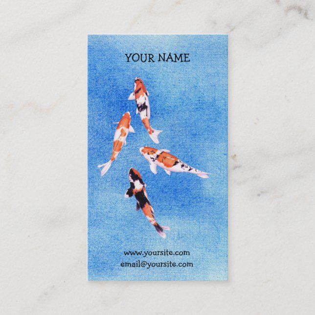 Floating Koi blue Business Card (Front)