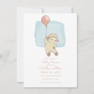 Floating Lamb Baby Shower Invitation