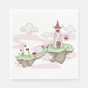 Floating Love Castle Illustration Romantic Fantasy Napkin